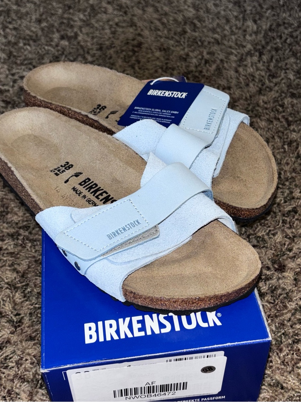 Birkenstock Oita Nubuck Modern Suede Light Blue Size EU 38 Narrow Fit Women’s 7